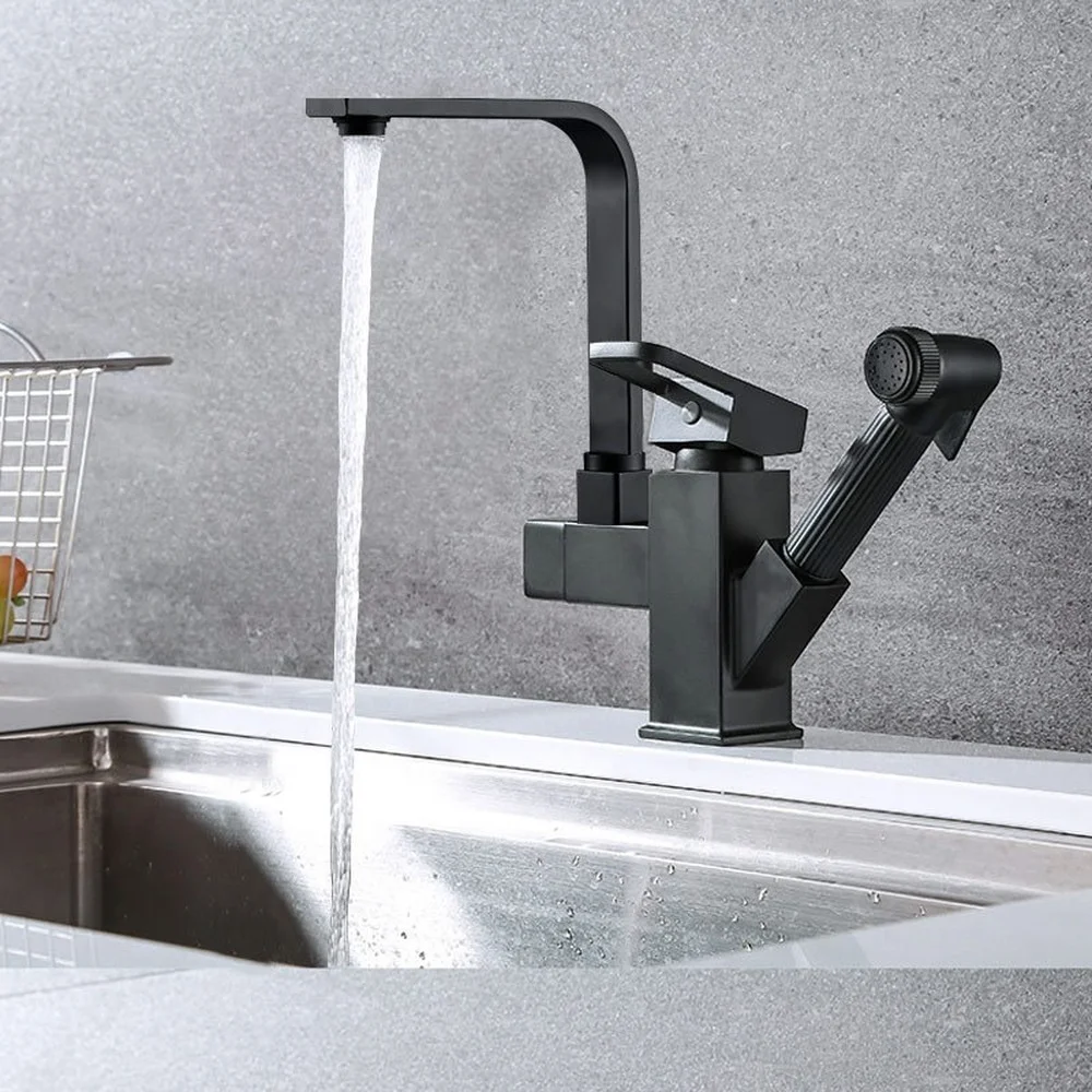 

Pull Out Kitchen Faucet Chrome Crane Hot and Cold Water Sink Mixer Tap Kitchen Accessories Black Kitchen Multi Function Faucet