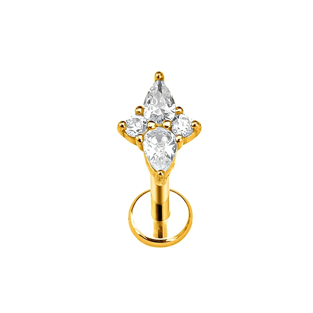 Piercing jewelry Body piercing earrings Ear piercing jewelry Metal jewelry Body piercing jewelry Body jewelry ASTM F136 G23 Titanium Heart Moon Star Claws Petals Drop Threadless Piercing Cross Lightning CZ Flat Back Pin Push in Earring
