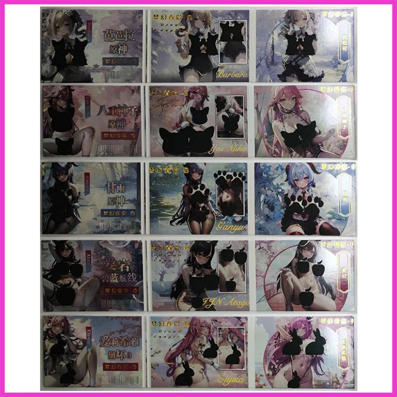 

Anime Goddess Story Rare Trifold Warm Reflective Flash Cards Atago Elysia Barbara Toys for boys Collectible Cards Birthday Gifts