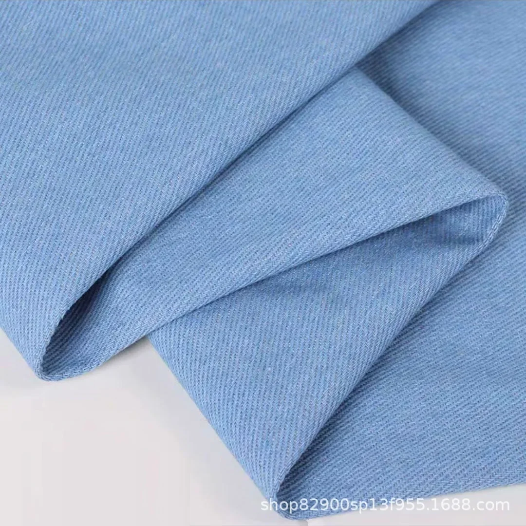 Thickened Cotton Elastic Denim Fabric Light Blue Spring Autumn Seasonal Pants Shirt Apron Clothing for Men Women Children