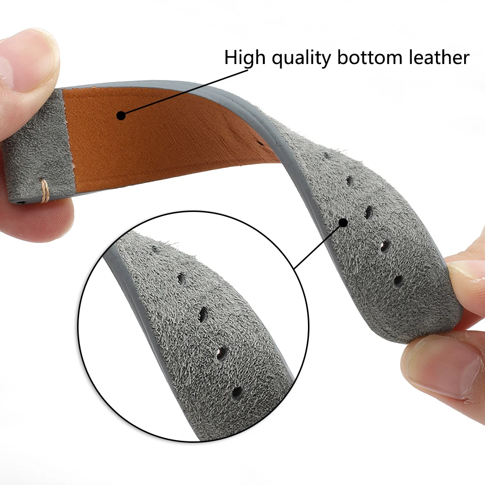 Luxury Handmade Suede Leather Watchband - Vintage Tan, Gray, Beige Strap