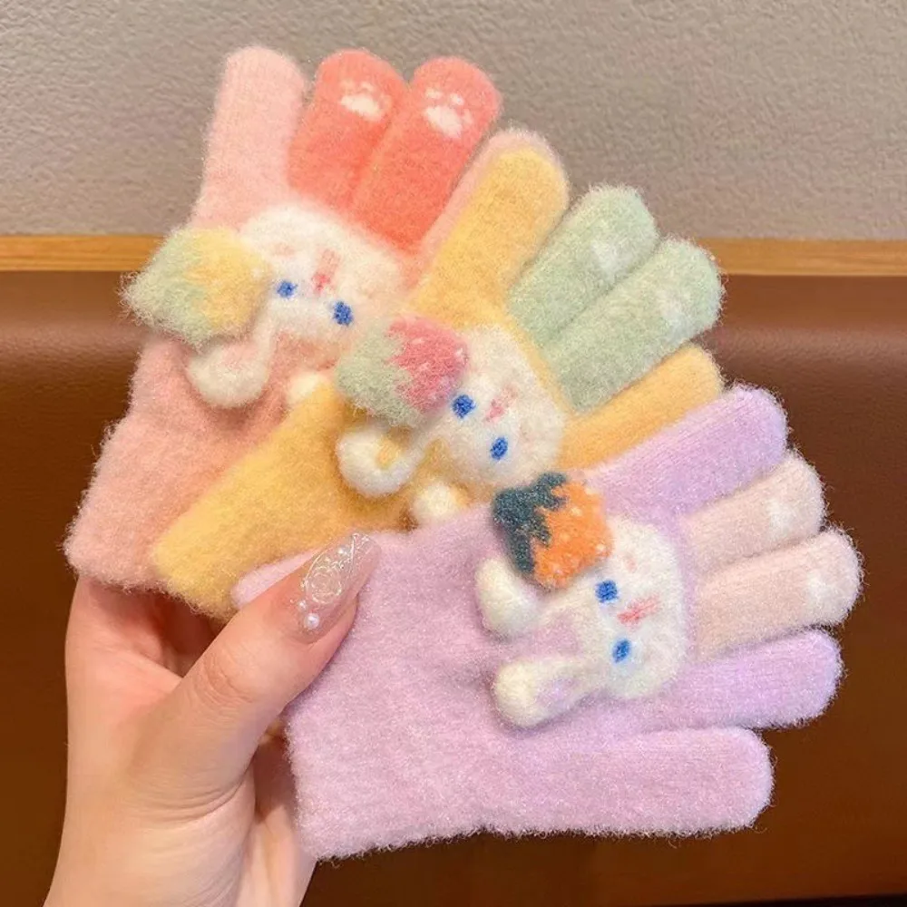 Knitted Winter Gloves for Kids Thickened Full Fingers
