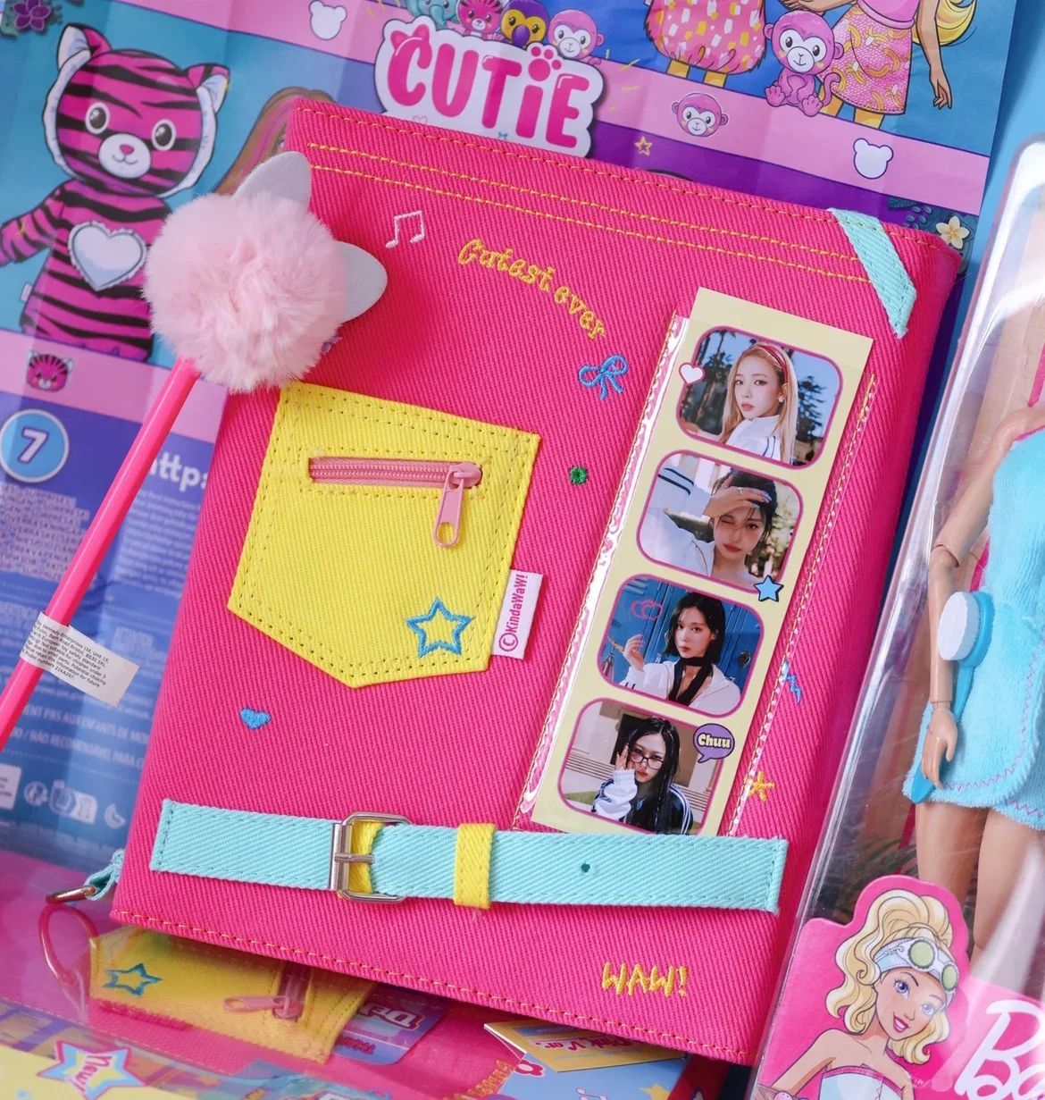 American Pink Denim Binder A5 Photocard Holder Magnetic Card Collect Book 3inch 4Grid Loose-Leaf Storage Book Album For Polaroid