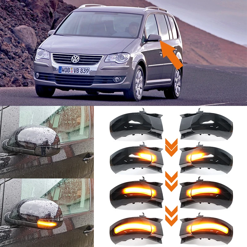 

Динамический указатель поворота для VW Touran, 2003, 1T1, 1T2, 2004, 2005 2006, 2007 2009, 2 шт., LED-индикатор зеркальная стрела