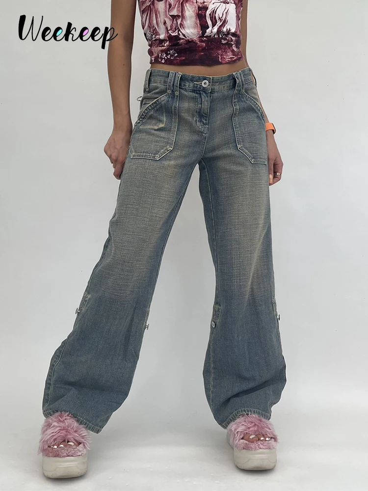 Weekeep Baggy Denim Mom Jeans Women 