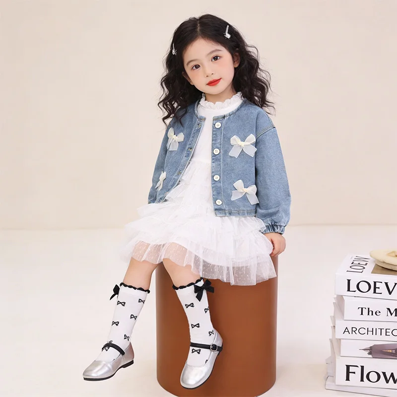 Girls' Jean Jacket New Spring Clothes Spring and Autumn Children Children Little Girl Western Style Top