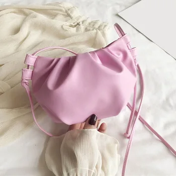 ⁦Fashion Women Shoulder Bag New Arrival Crossbody Bag Female Solid Color Pleated Design Ladies Bag Mini Zipper Cloud Bag For Girl⁩ – תמונה ⁦2⁩