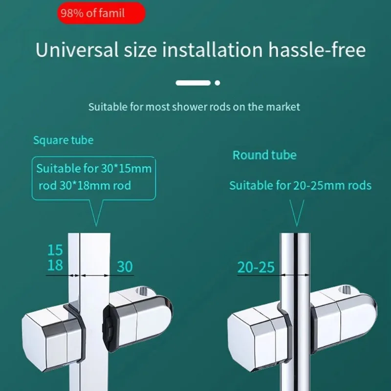 Description Picture 6 of itemAdjustable Shower Bracket Universal Shower Rail Head Slider Bar Holder Lifting Rod Clamp Holder Replacement