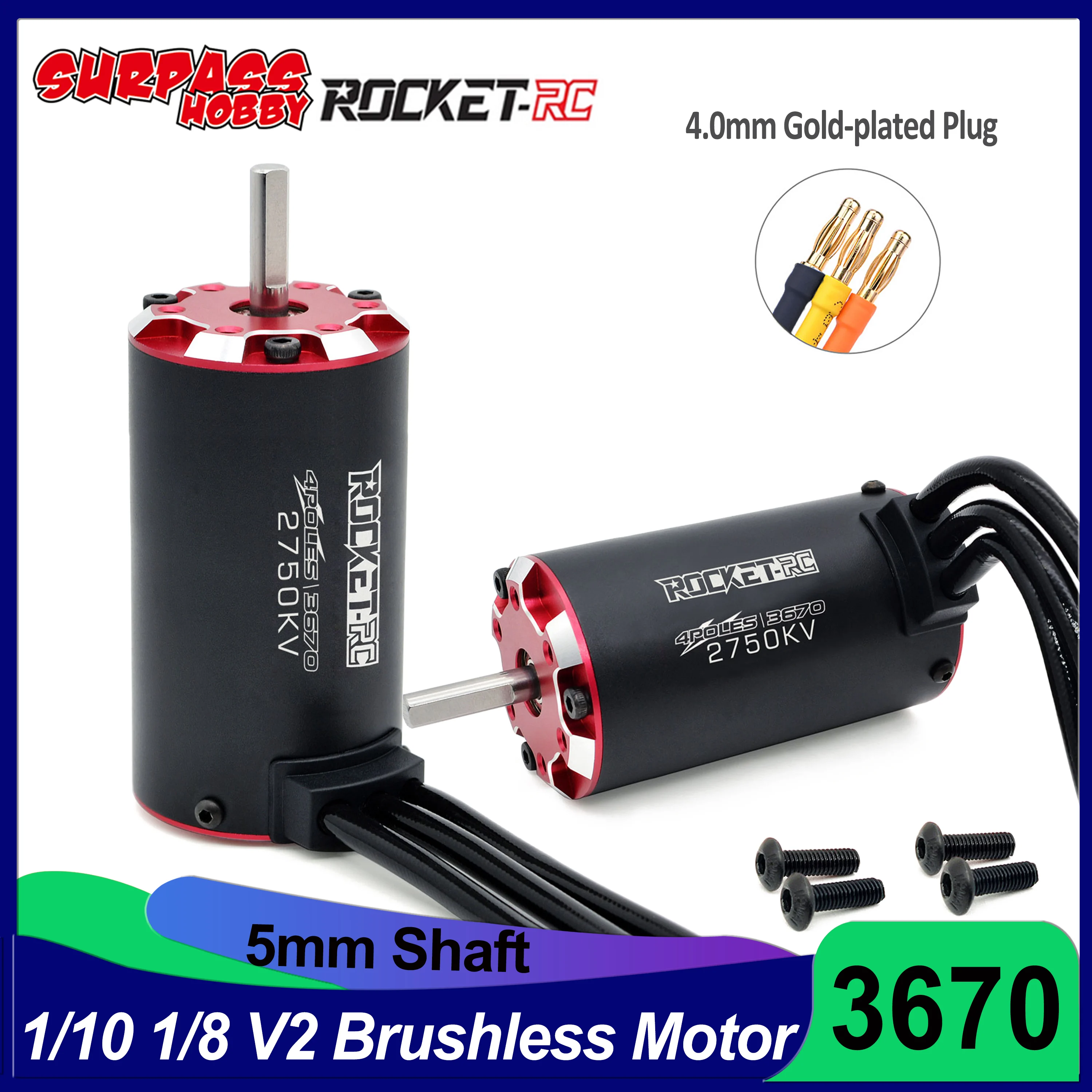 Moteur Sans Balais SURPASS Rocket 3670 étanche - Pour Bateau RC, Refroidissement Par Eau, 5mm D'arbre