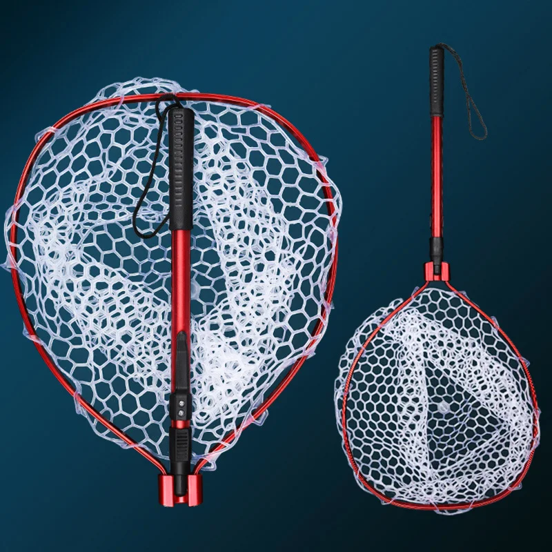 Fishing Landing Net Fishing Net HISTAR Ultralight Portable Soft Rubber Mesh With Stainless Steel Handle Fly Fishing Tool Accessories Foldable Landing Net