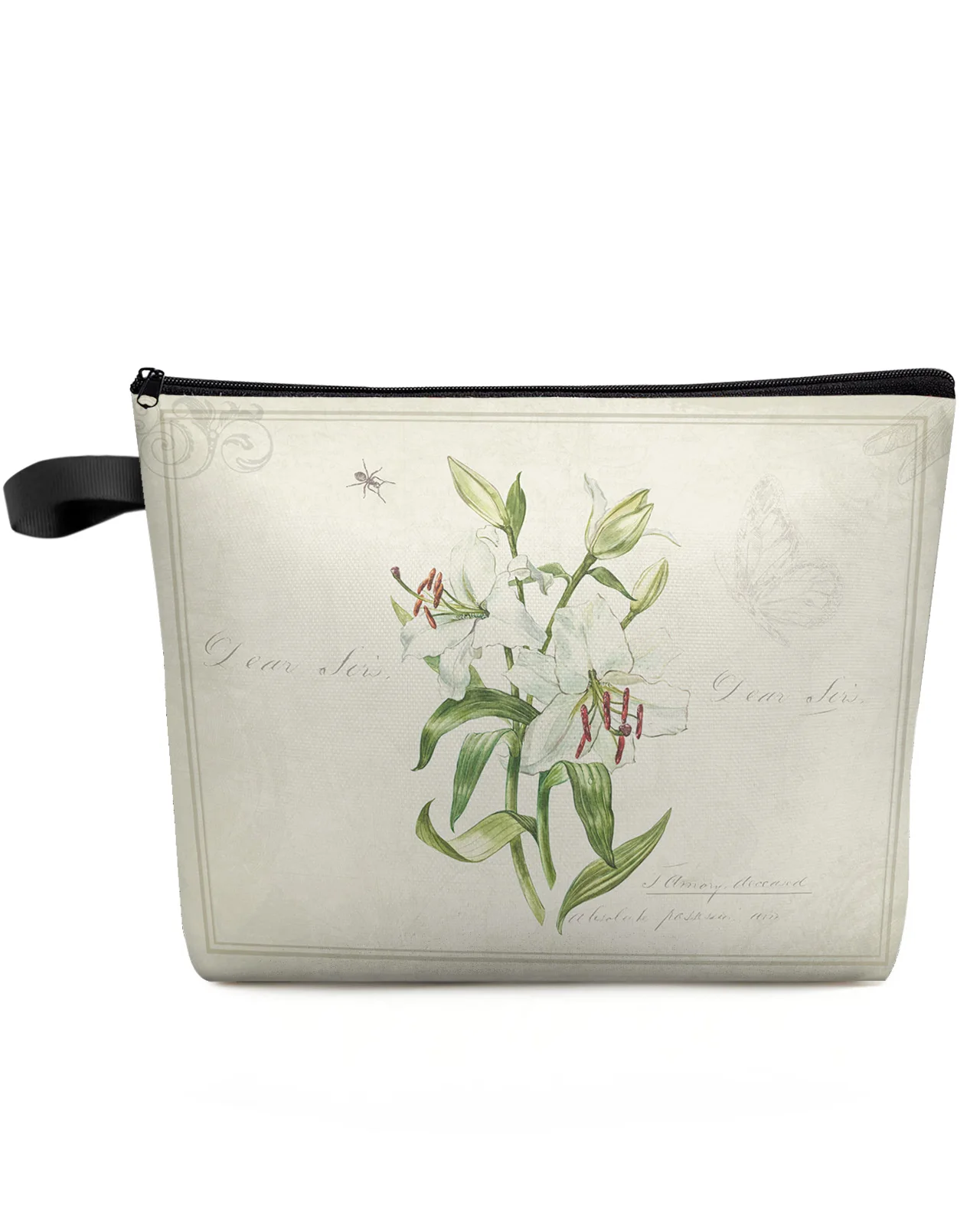 

Винтажные деревенские растения, лилии, Вместительная дорожная косметичка, Портативная сумка для хранения косметики, женский водонепроницаемый фотокарандаш