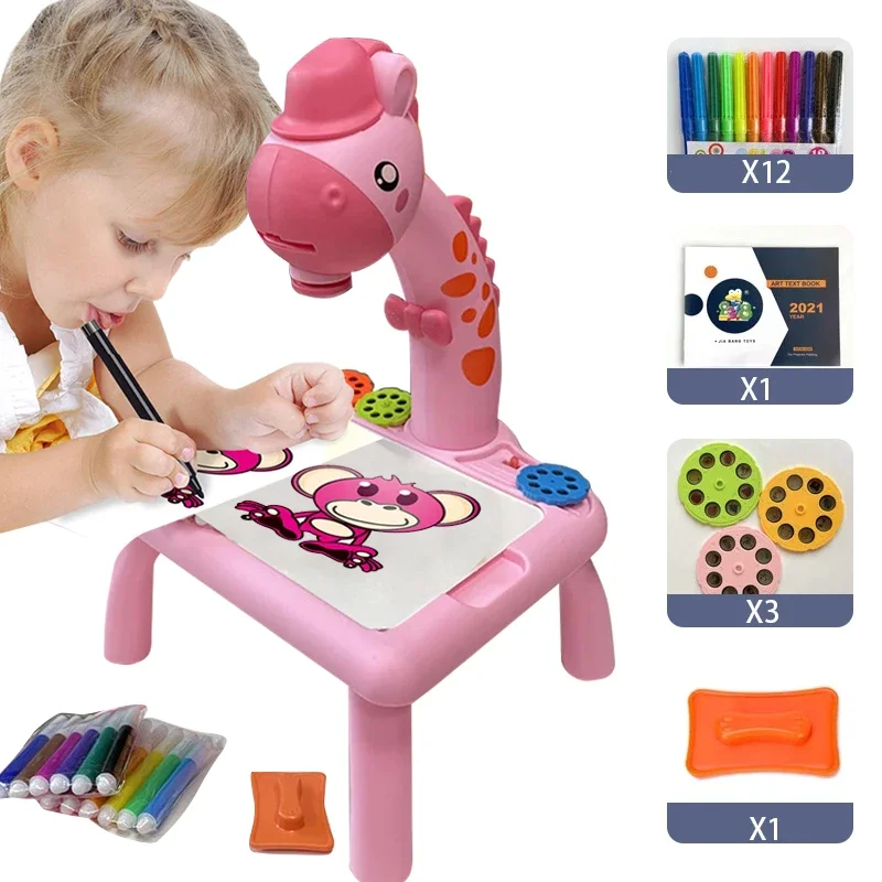 Kids Led Projector Drawing Table Toy Art Drawing Board Painting Set Portable Educational Learning Tools Painting Toys Gifts 5