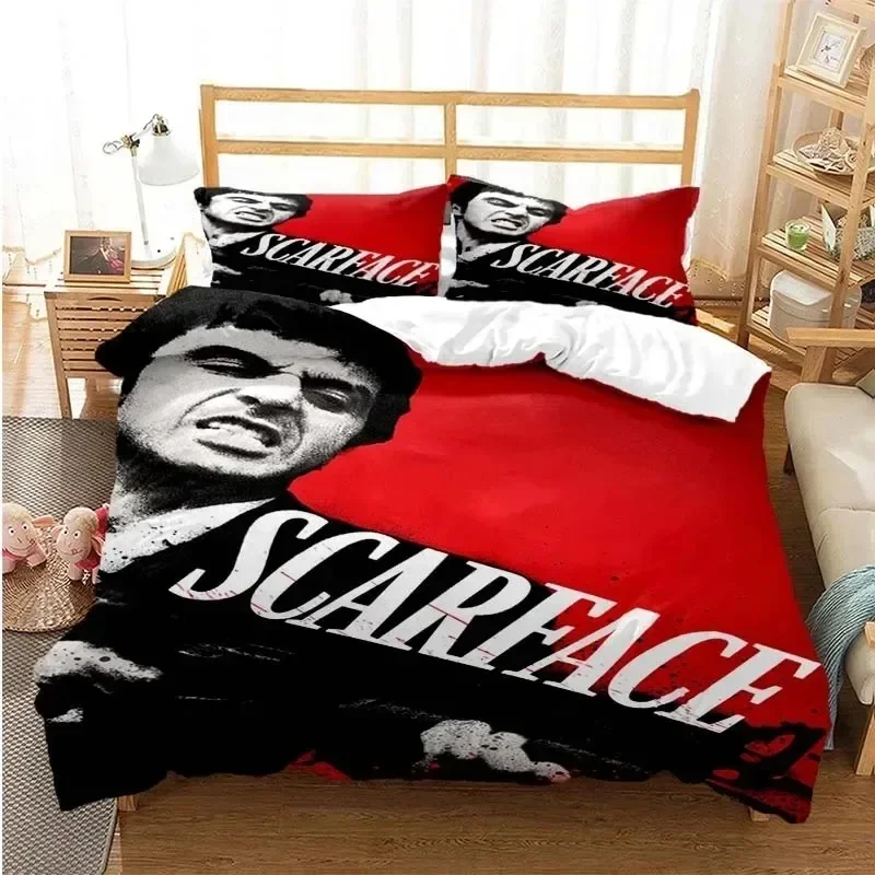 3D Print Tony Montana Scarfaces Bedding Set Twin Queen Size Duvet Cover Set Pillowcase Bed Home Textileextile Boys Girls Adult 2