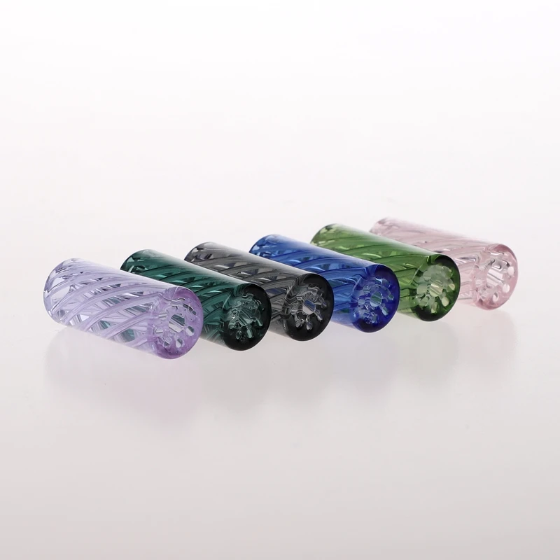 5pcs/box In Stock 9 Holes Blue Color Spiral Smoking Glass Tips/Glass Filter Tip with Holes Box Set For Smoking Accessories