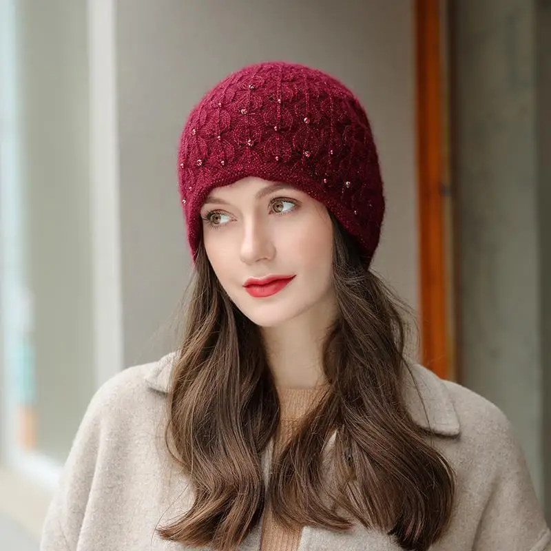 Autumn and winter new style versatile Baotou hat retro yarn hat warm ear protection pile cap cold hat 3