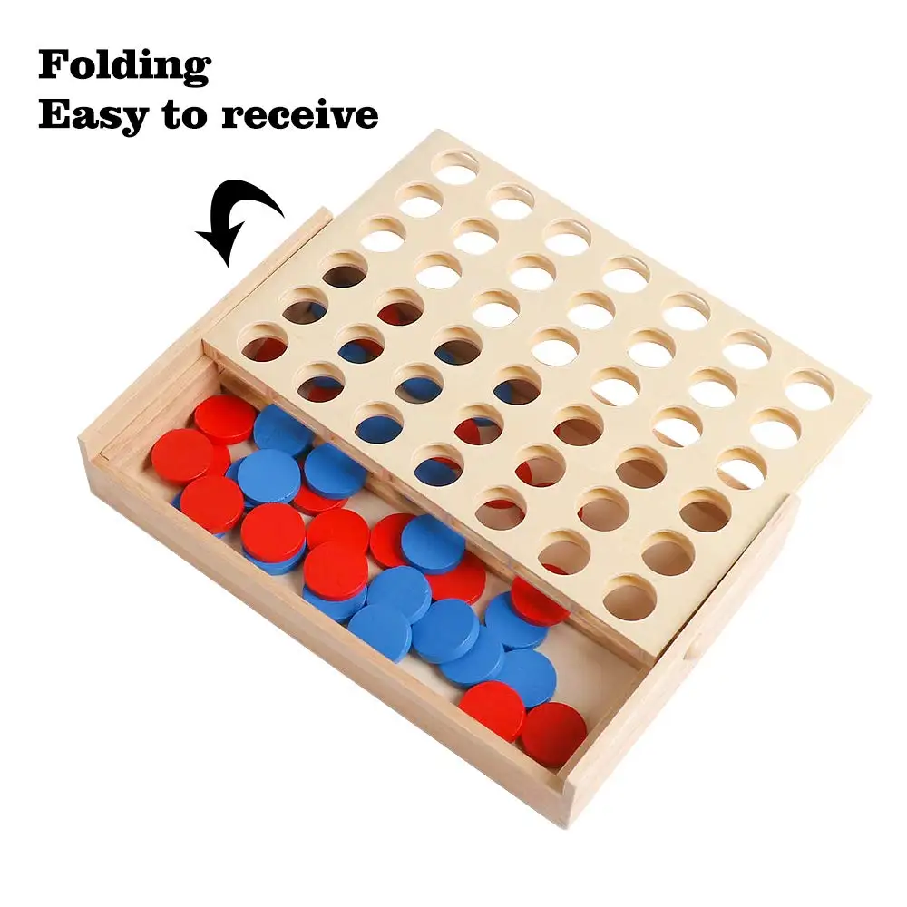 Wooden 4 Row Board Game 4 Connected Games for Travel Foldable Classic Family Fun Toy Christmas Gift board game table games