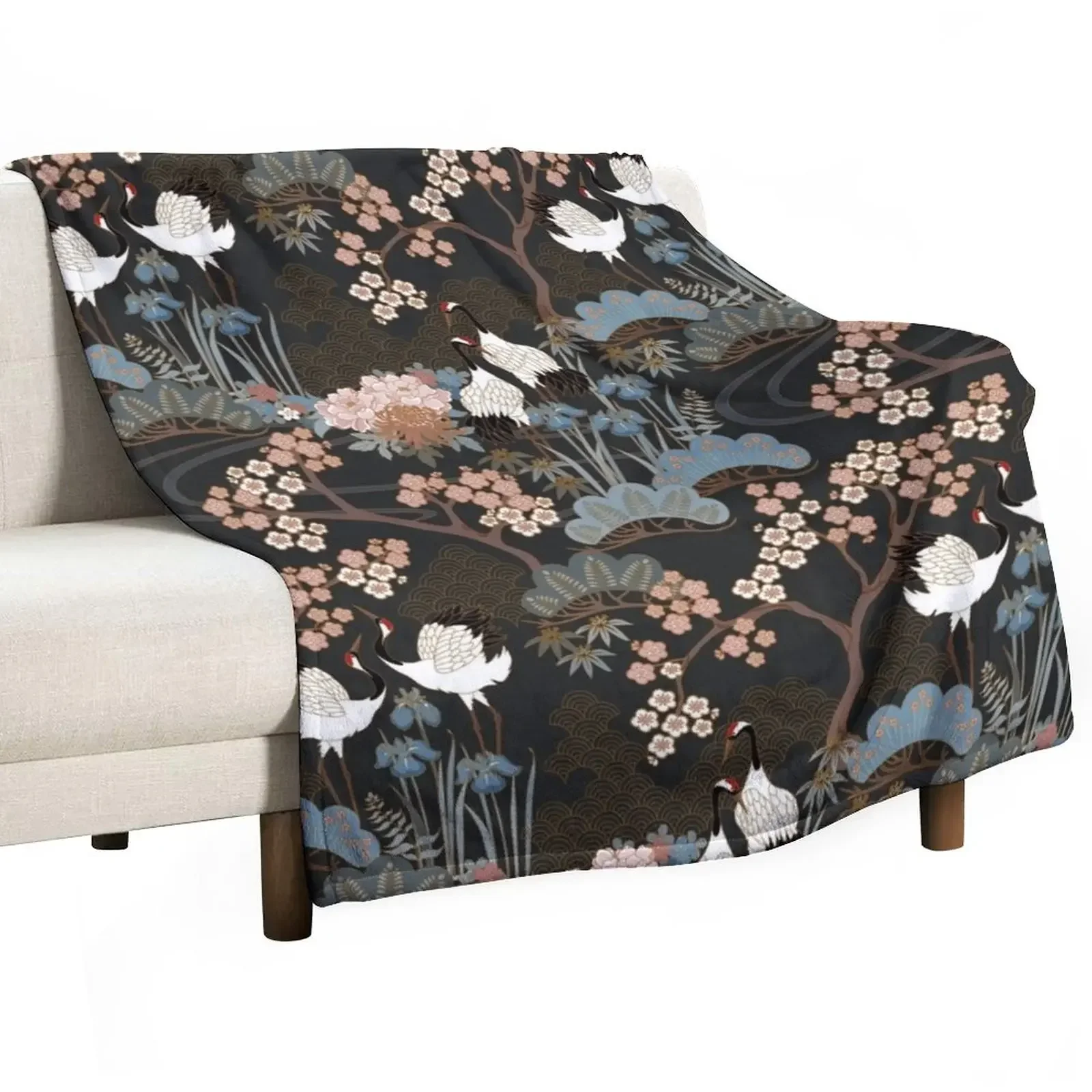 

Japanese Garden Dark Throw Blanket Blankets For Baby Decorative Throw Blankets