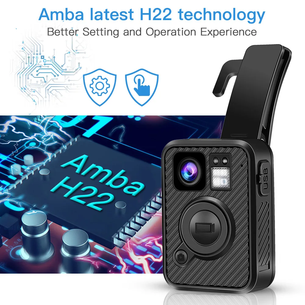 No WiFi Version Built-in 32G BOBLOV F1 Body Camera 2K 1440P GPS 32G Police Body Camera One Big Button for Recording Night Vision Camcorder with .66inch Screen 