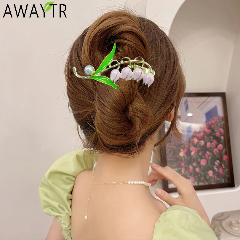 New Metal Silver Gold Hair Claw For Women Bell Orchid Hair Clip Pearl  Flower Duckbill Clips Hairpin Barrettes Hair Accessories - Hair Claw -  AliExpress
