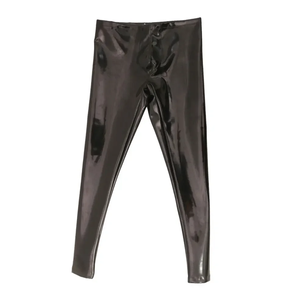 Sexy Men Waterproof PU Elastic Pencil Pants No-clean Double Side Slim Leg Trousers Latex Faux Leather Punk Shaping Pants Plus - Image 2