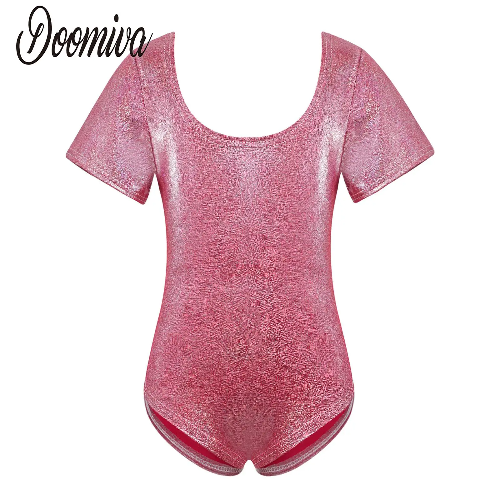 

Kids Girls Scoop Neck Short Sleeve Leotard Ballet Suit Bodysuit Gymnastic Leotards Body for Yoga Dance Training Athletics Swim