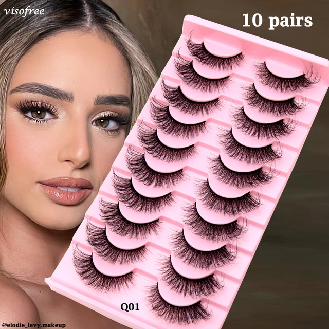 10 Pairs Eyelashes Natural Long 3D Mink Lashes Fluffy Volume Mink False Eyelashes Cruelty Free Wispy Lashes Makeup Cilios Q01