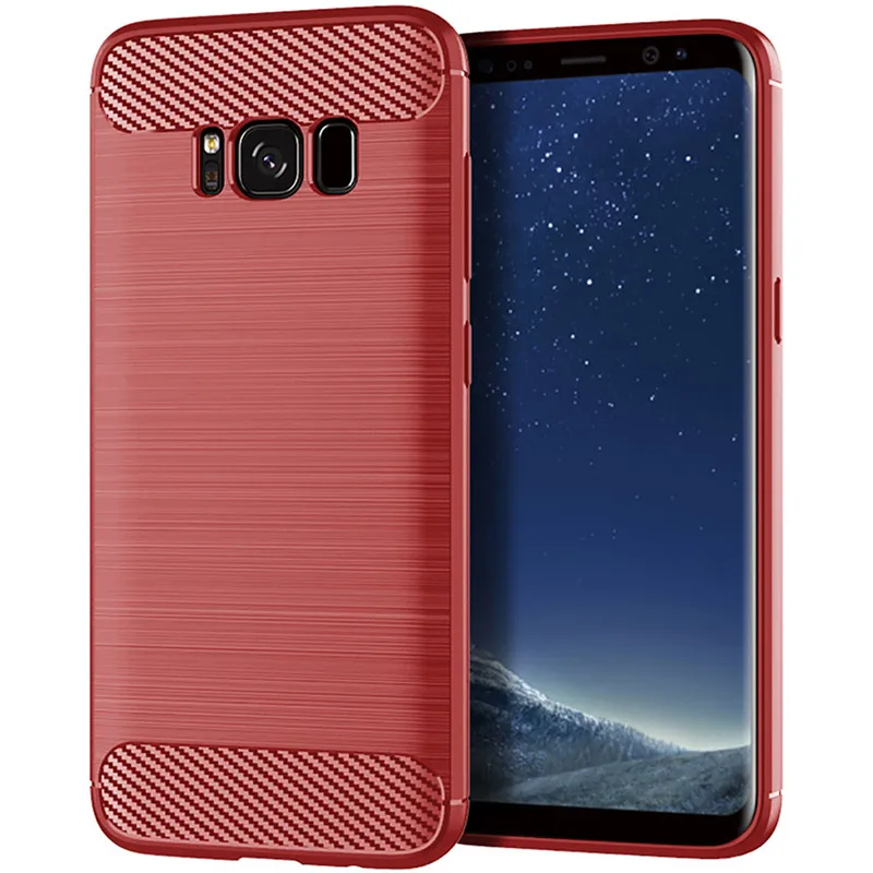 Shockproof Silicone Brushed Carbon Fiber Back Cover Case