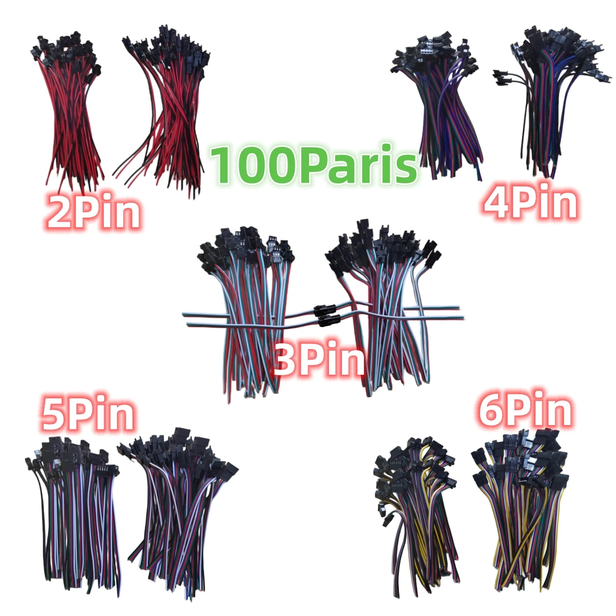 รูปสินค้า JST Connector 100 คู่ สำหรับ LED Strip 2811 5050 RGB RGBW RGBCCT