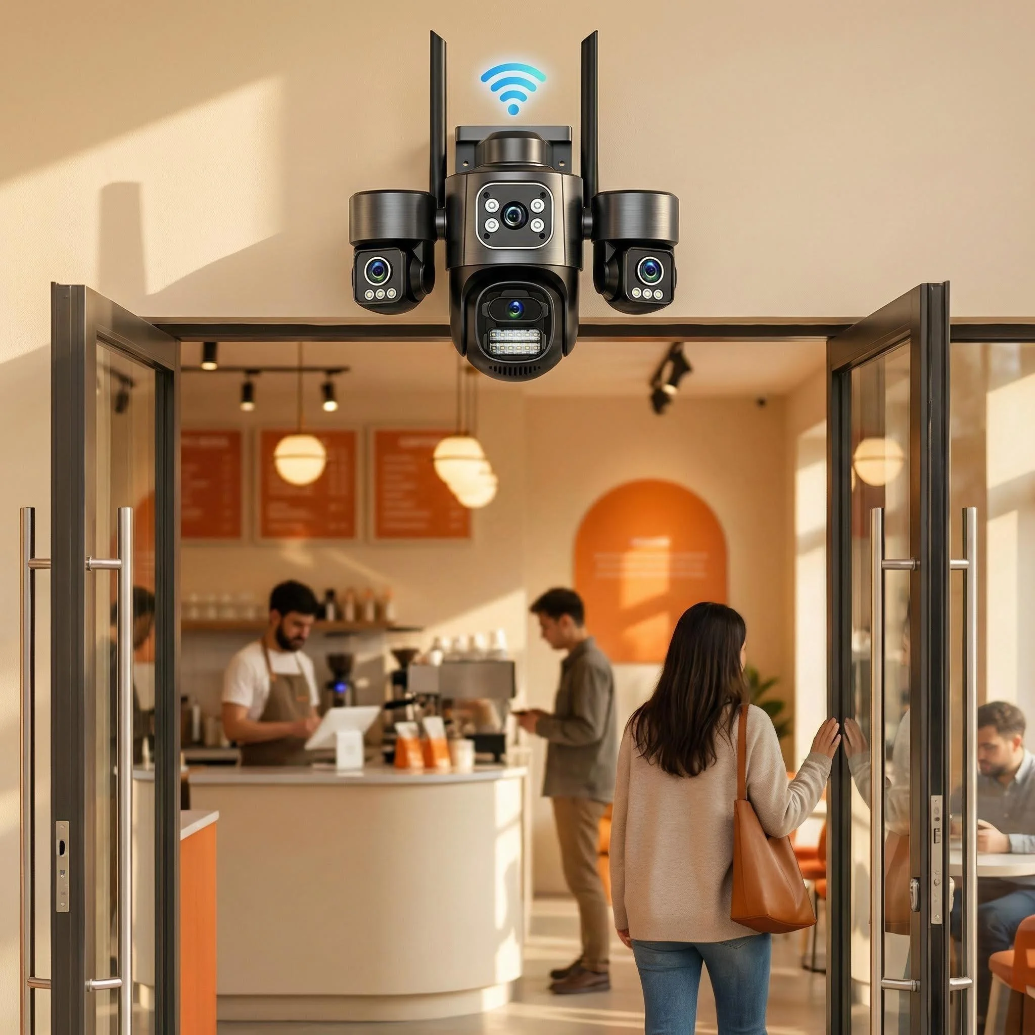 Three Screen Three Lens 15MP HD WIFI IP Camera 8MP Dual Lens Camera Auto Tracking IP66 Waterproof CCTV Video Security Cam iCsee 4