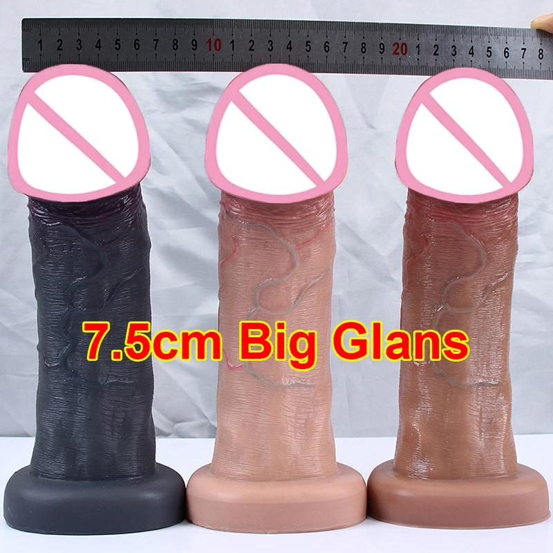 Sex Toys 7.5cm Glans Penis Realistic Dildo Anal Plug Suction Cup Strapon For Woman Vagina Orgasm Masturbation