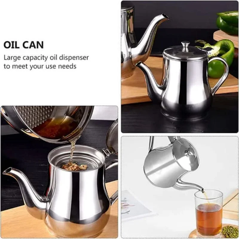 Stainless Steel Oil Filter Pot Wear-resistant Kitchen Cooking Mesh Bottle Household Practical Oil Strainer Pot with Fine Mesh