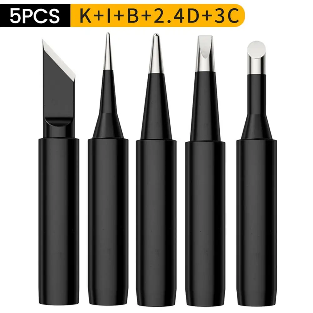 

5Pcs Electric Soldering Iron Head Tool Soldering Iron Tip Kit Black Diamond Oxygen-Free Copper Tip Replacement Tip Tool Accessor
