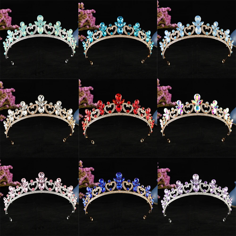 Luxury Women Tiara Excellent Bridal Gem Crystal Wedding Crown Colorful Queen Tiara For Party Jewelry Hair Accessories