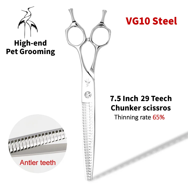 crane-75-inch-pet-chunker-scissors-antler-teeth-high-end-vg10-steel-for-pet-dog-grooming-thinning-shear-grooming-sharp-tools