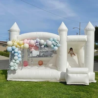 Commercial Half PVC Bounce House With Slide Wedding Inflatable White Bouncy Castle Air Bouncer Combo For Kids Adults Party