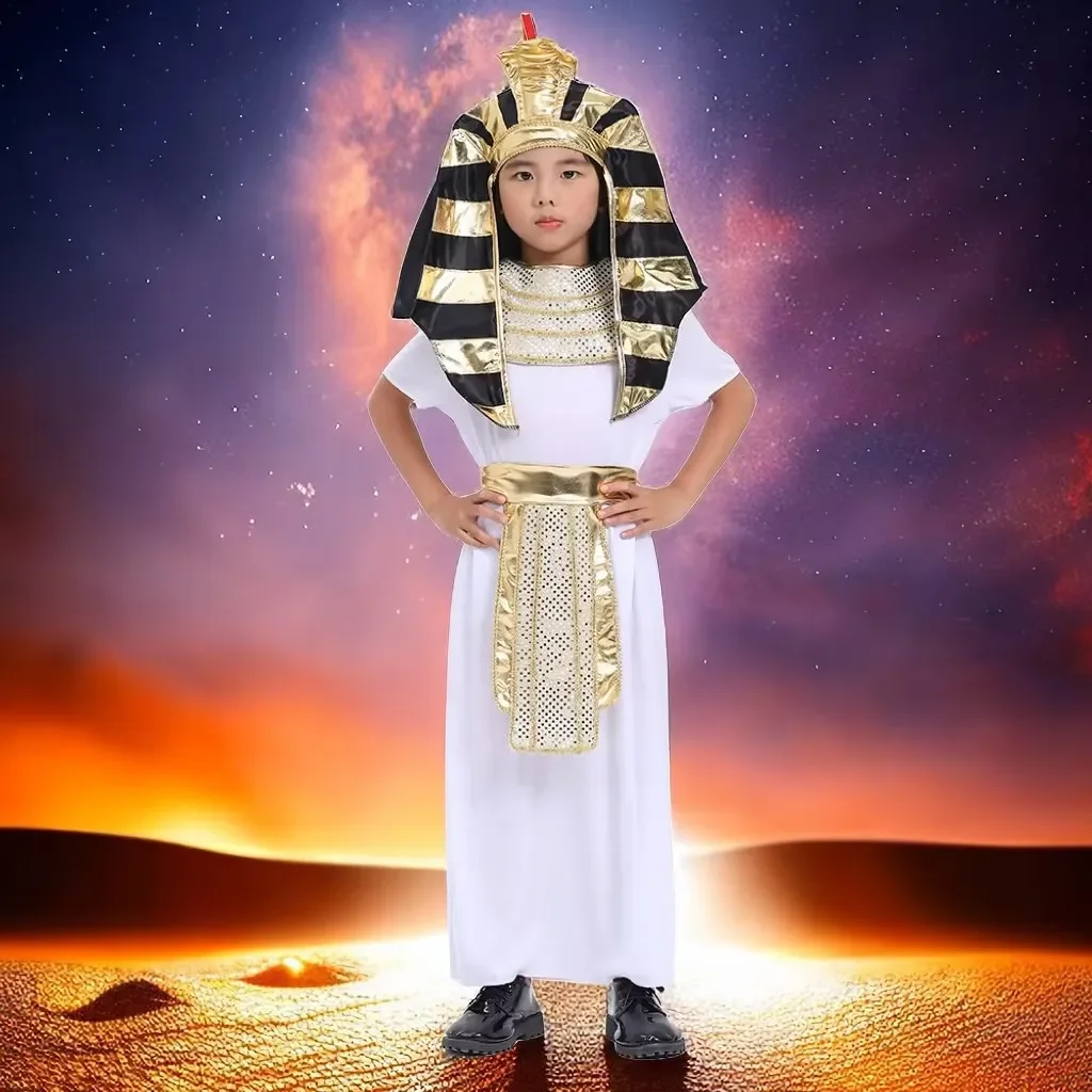 

Child Boy Ancient Egyptian King Pharaoh Cosplay Kids Fancy Dress Halloween Ball Historical Theme Party Costume Cosplay Costumes