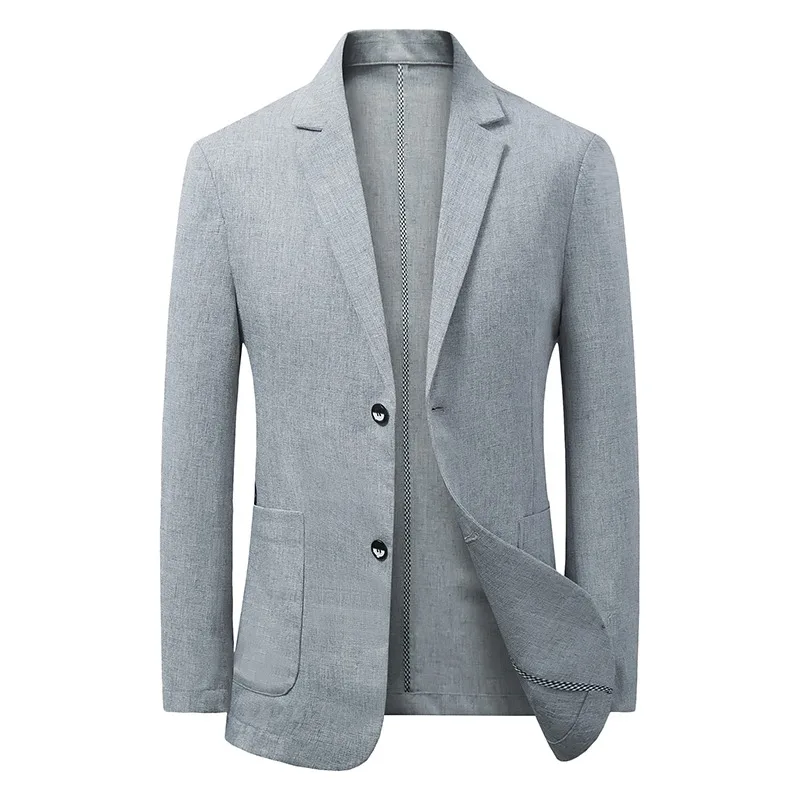 Summer Ice Silk Blazers Elasticity Men's Thin Windbreak Classic Solid Color Casual Business Suit Jackets Office Social Coat