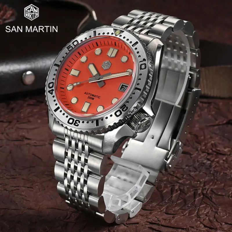 

San Martin Fashion Abalone Diver Mens Watch Sapphire Mirror Luxury C3 Luminous NH35 Automatic Mechanical Watches 200M Waterproof