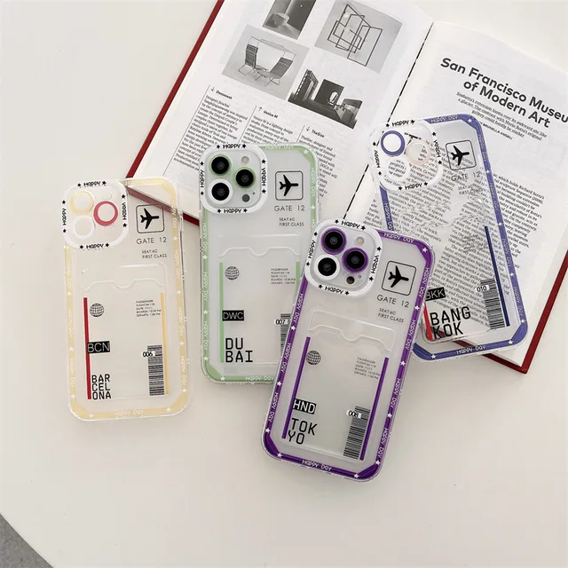 Hot Ticket Travel Label Seoul Photo Card Holder Wallet Case For iPhone 14 13 Pro Max 11 12 XR XS X 7 8 Plus Cover