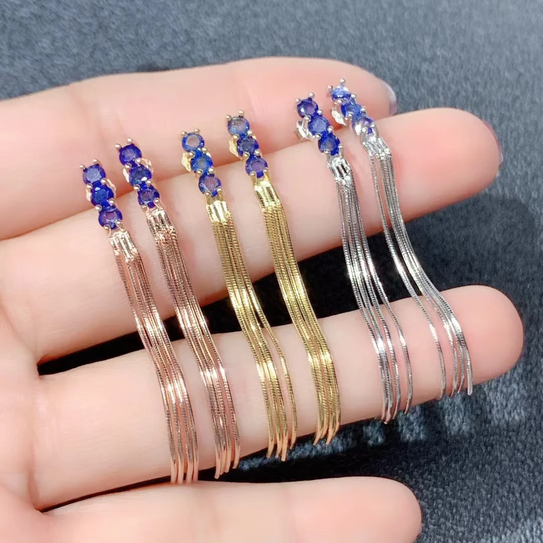 

【M&T】New natural sapphire earrings 925 sterling silver simple and elegant high-end jewelry party gifts