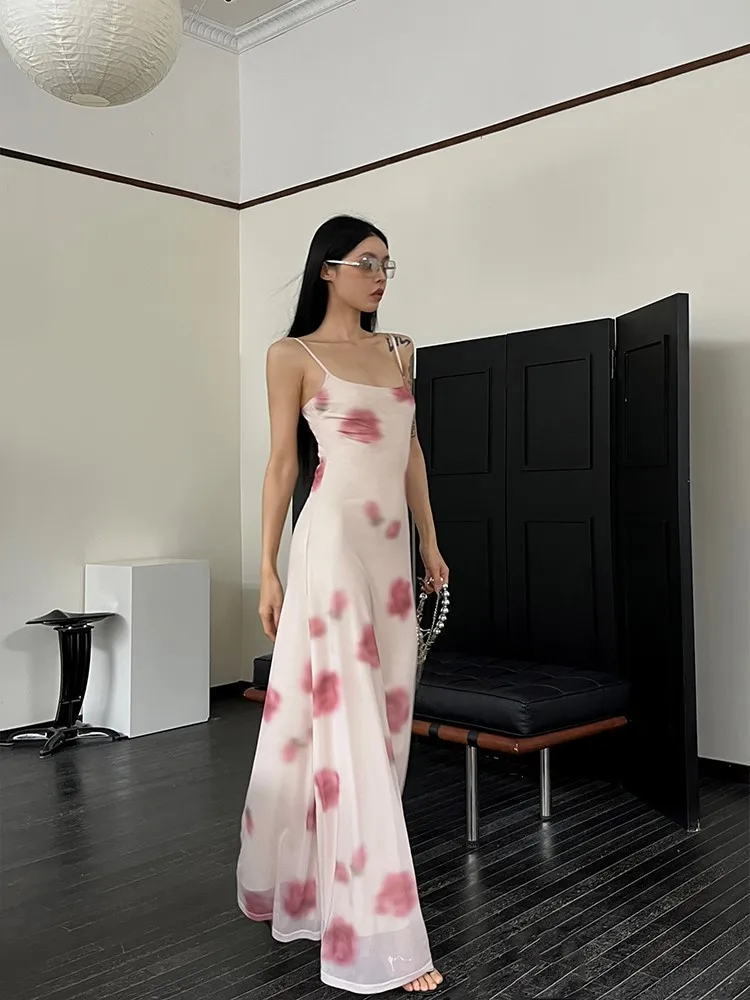 

Платье с сетчатым верхом и принтом персика