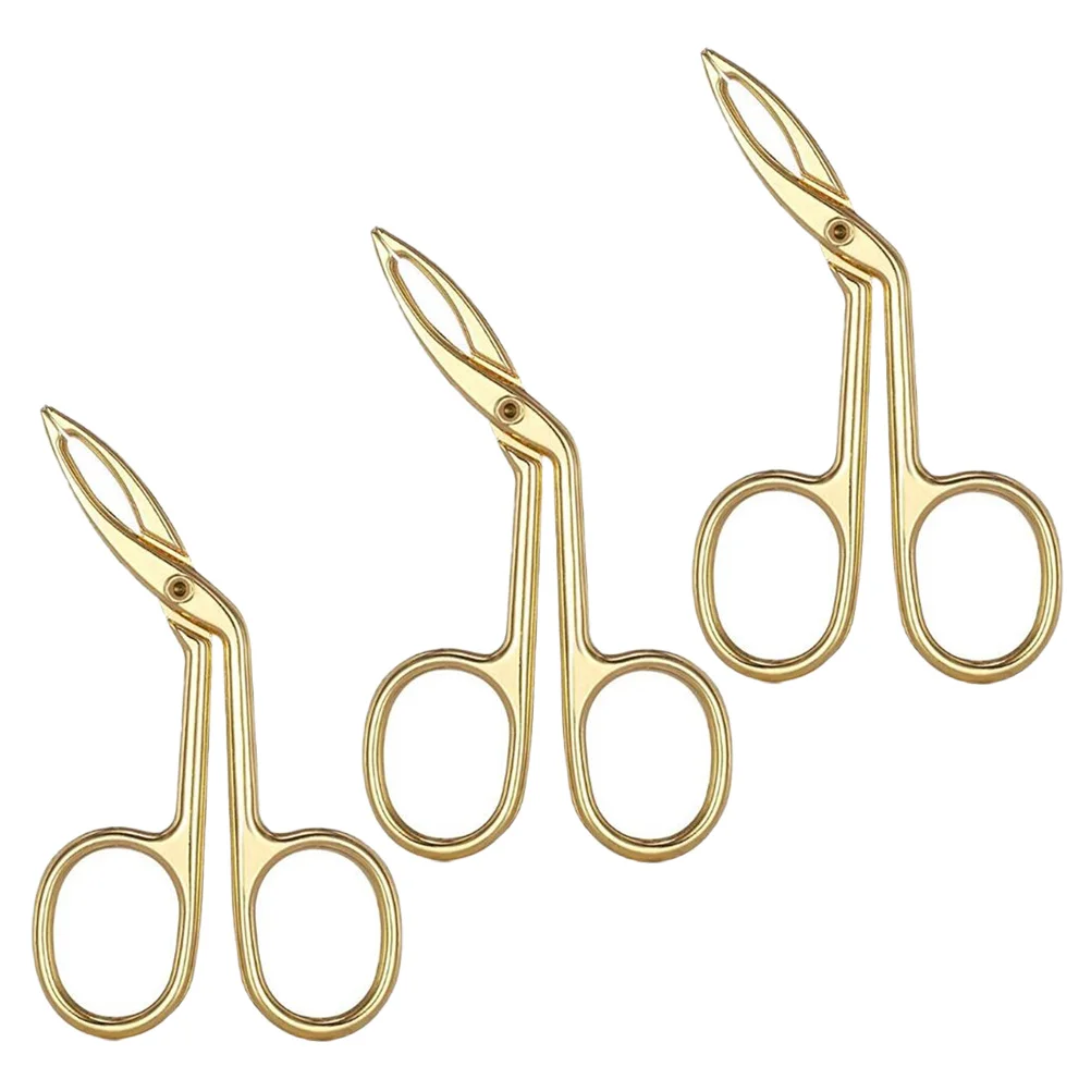 

3pcs Stainless Steel Eyebrow Clips Oblique Eyebrow Tweezers Beauty Tools for Eomen Lady (Golden)