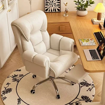Computer Chair Soft Comfortable Ergonomic Office Chair Home Gaming Chair with Telescopic Leg Rest Adjustable Headrest Height