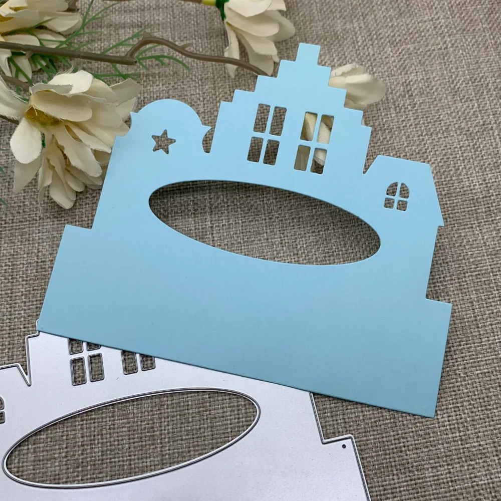 Weihnachtsbaum Haus Rahmen Metall Stanzformen Schablonen für DIY Scrapbooking dekorative Prägung Handwerk Stanzvorlage