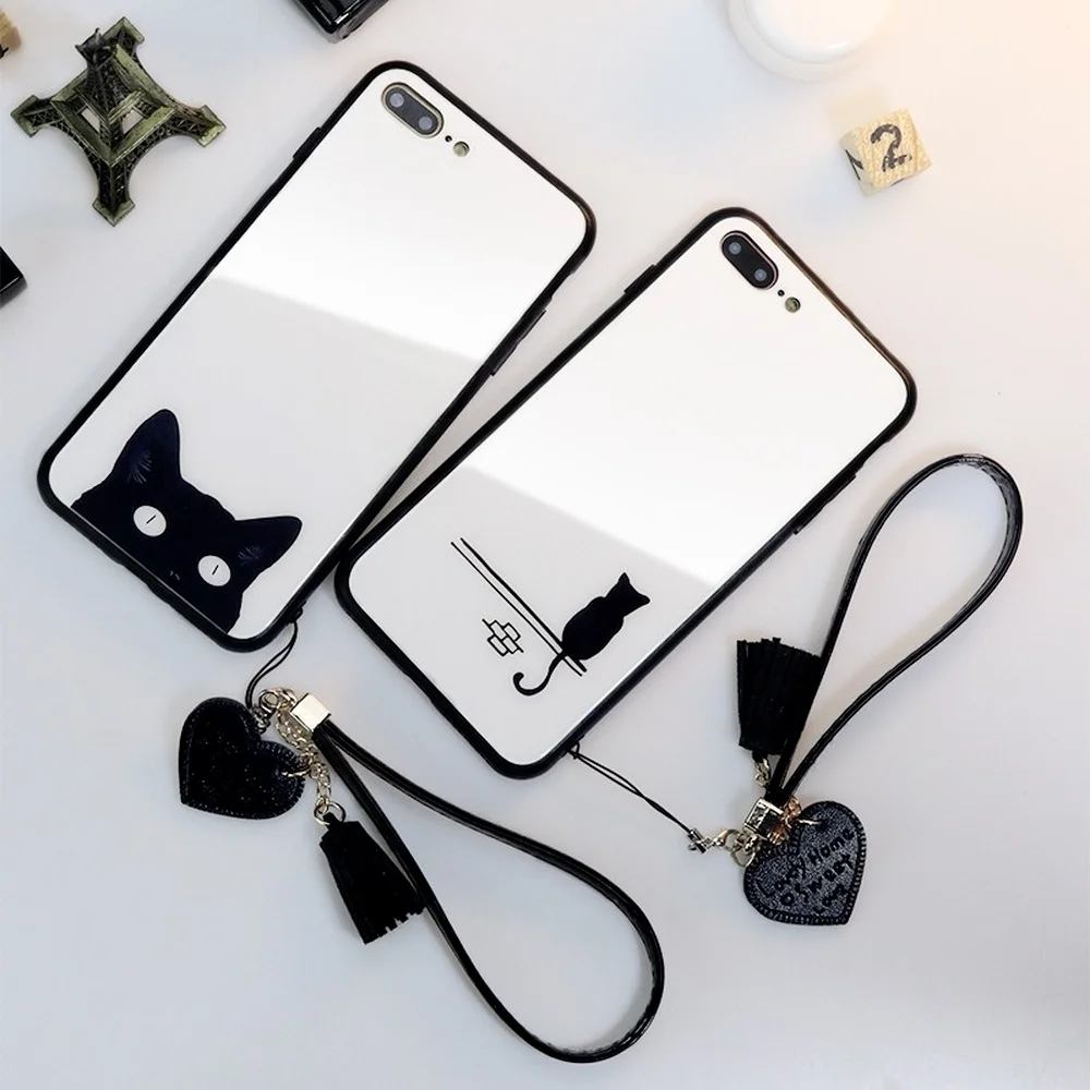 

Black Cute Cat Bracelet Phone Case For Samsung S8 S9 S10 S20 S21 S22 Note8 Note9 Note10 Plus Ultra Glass Silicone Phone Case