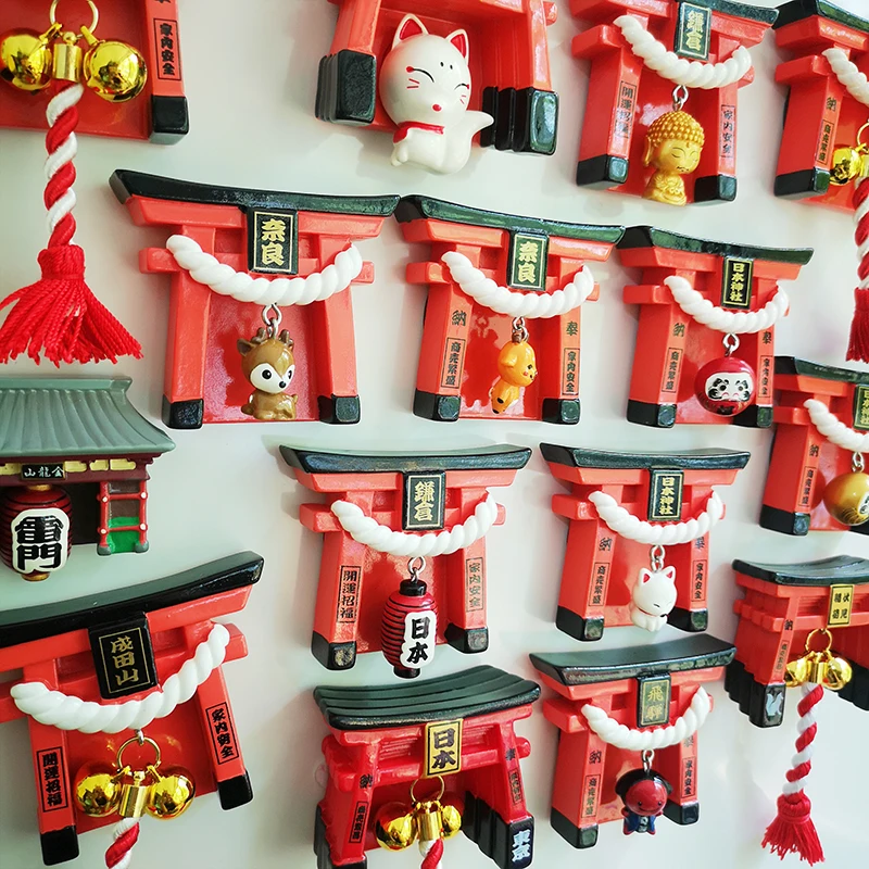 Magnetic fridge magnets magnetic sticker magnetic fridge stickers refrigerator decor Japan Inari Taisha Shrine Souvenir Cartoon Magnetic Sticker Fox Bell Osaka Fuji Travel Memorial Fridge Magnet Decoration
