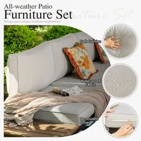 Outdoor Patio Furniture Set, Metal Sectional Sofa Set Patio Conversation Set with Cushions 2