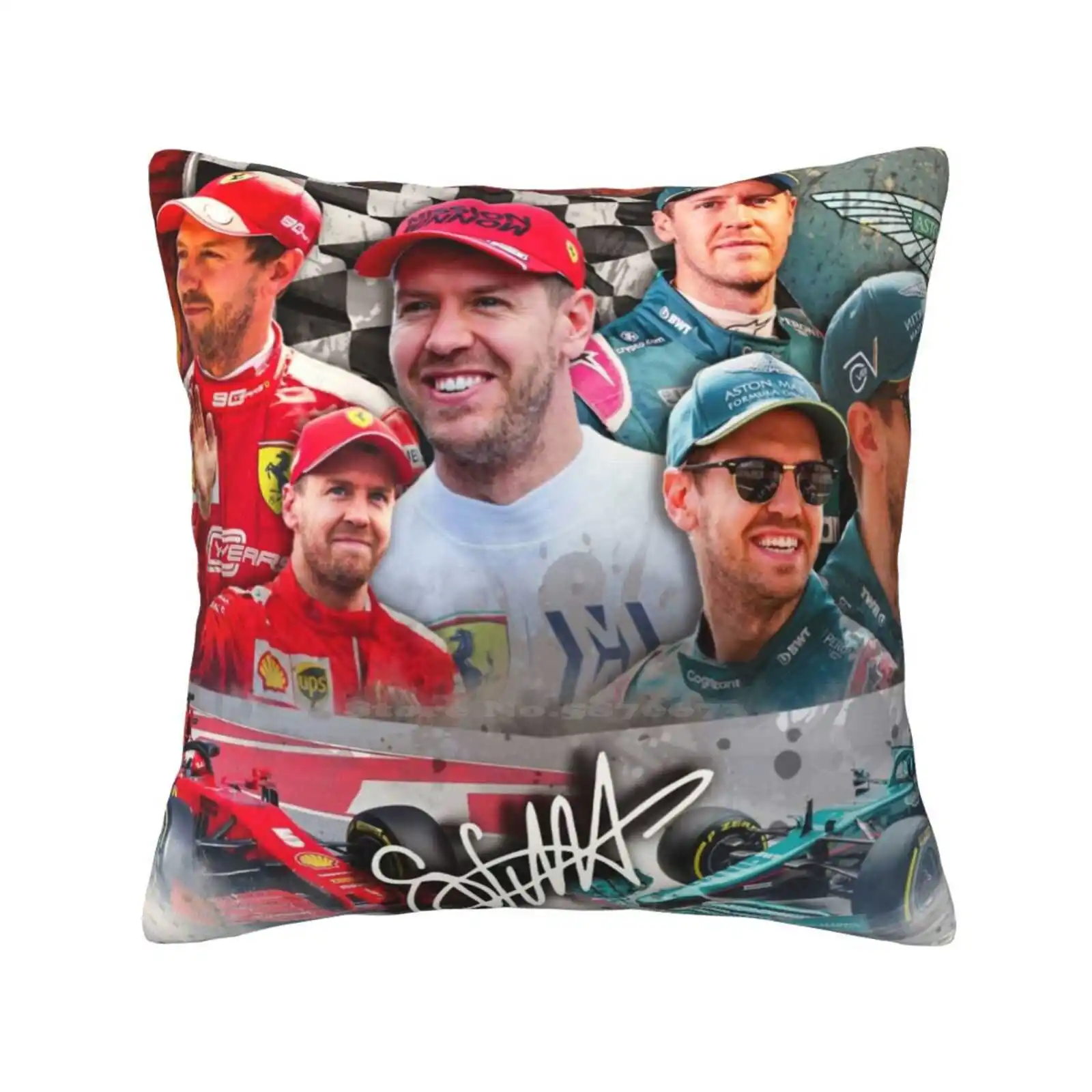 

Vettel Driver Throw Cushion Pillow Cover Vettel Motorsport Sports Motor Racing Signed