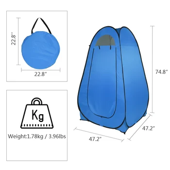 1-2 Person Portable Pop Up Toilet Shower Tent Changing Room Dressing Tent Camping Shelter Blue 6