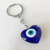 Evil Eye Hamsa Glass Keychain Car Keyring Blue Turkish Evil Eye Heart Key Chain for Jewelry Pendant Bag Accessories Decor Gift 3